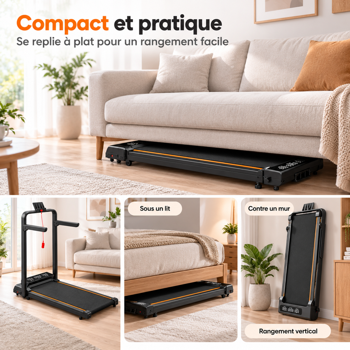 Tapis de marche avec barre de maintien| Montapisdemarche