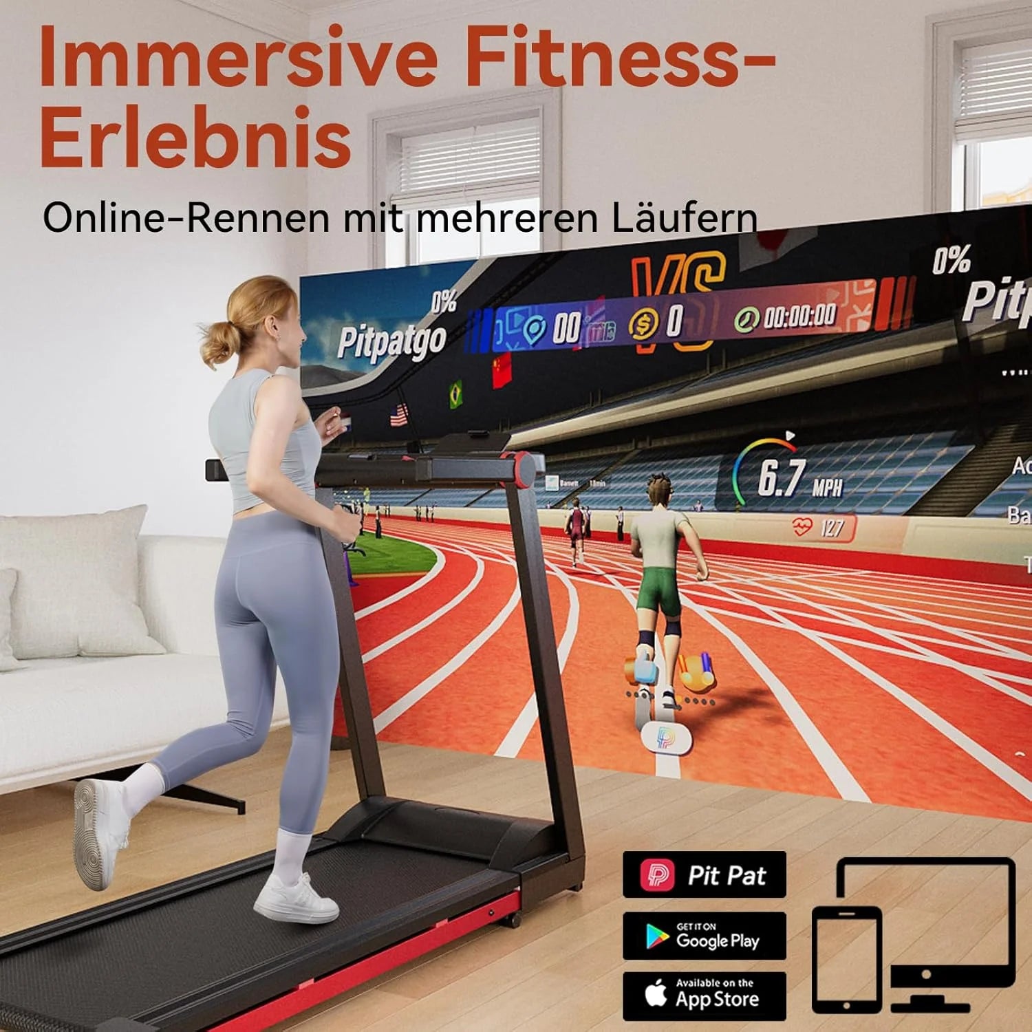 Tapis de marche avec barre de maintien